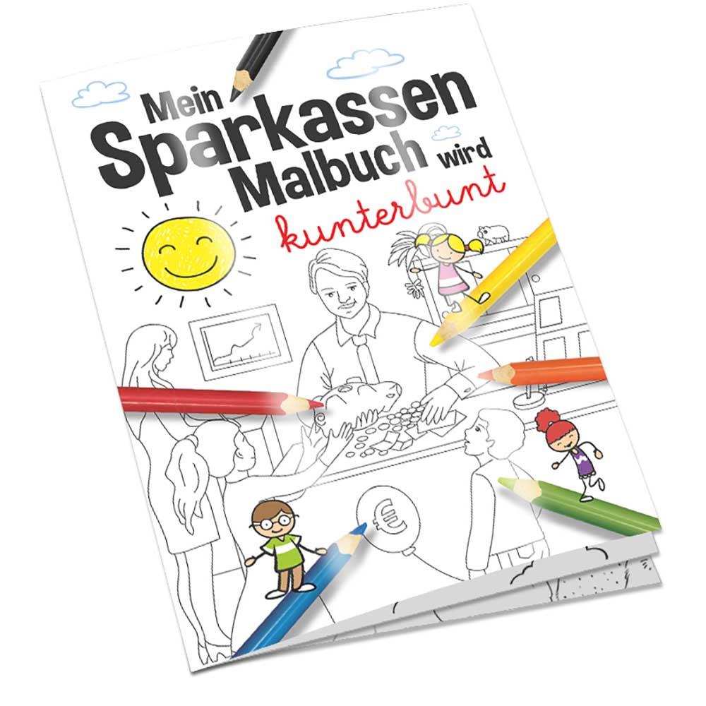 Malbuch / Mal-Set A6 - Sparkassen - Malset mit 1-c Logoeindruck