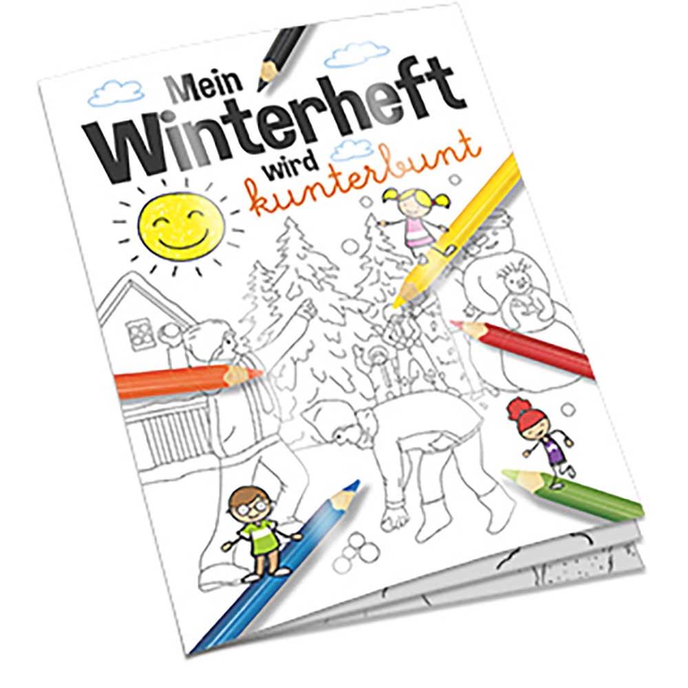 Malbuch / Mal-Set A6 - Winter - Malset mit 2-c Logoeindruck