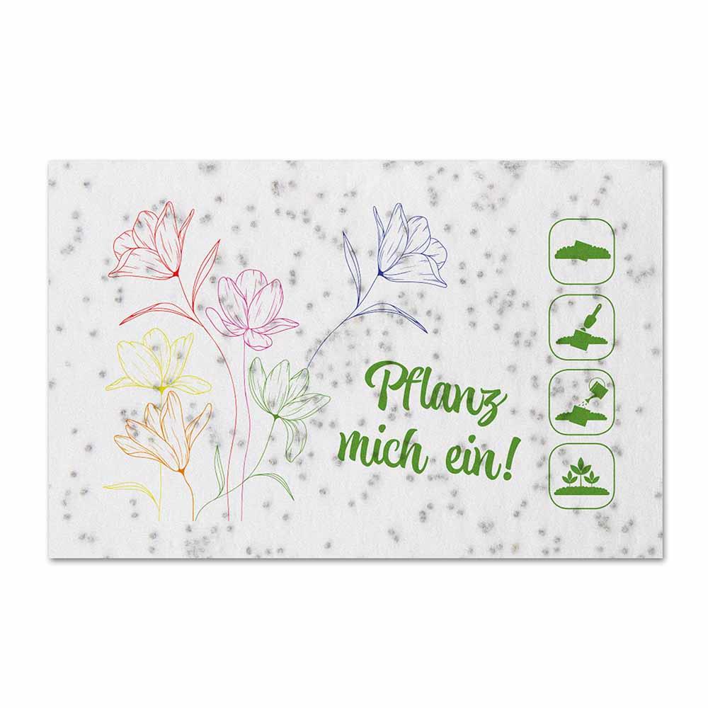 Samenpapier Visitenkarten - Blumenmischung, Druck 4/0-c