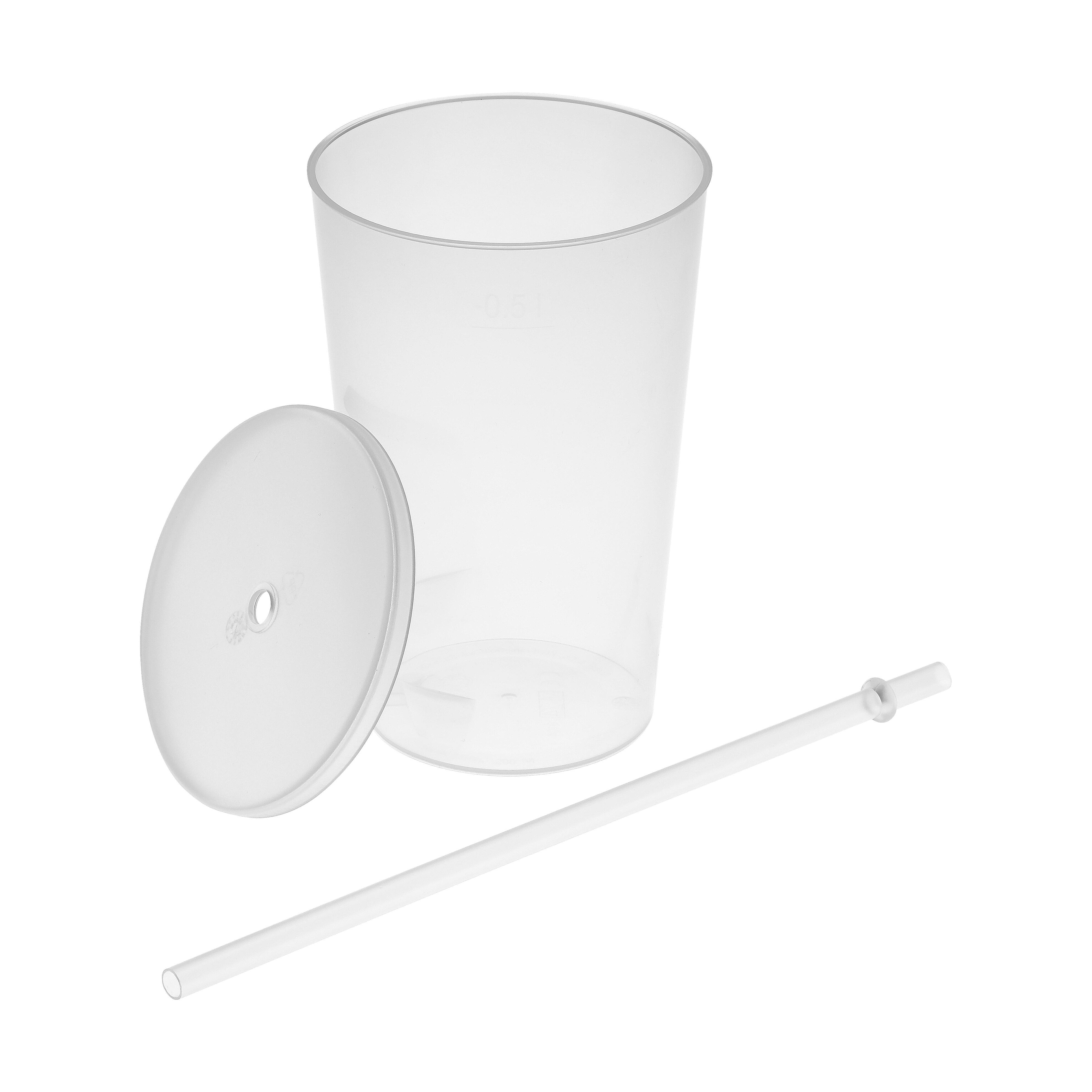Trinkbecher ´Vital´, 500 ml mit Deckel und Strohhalm