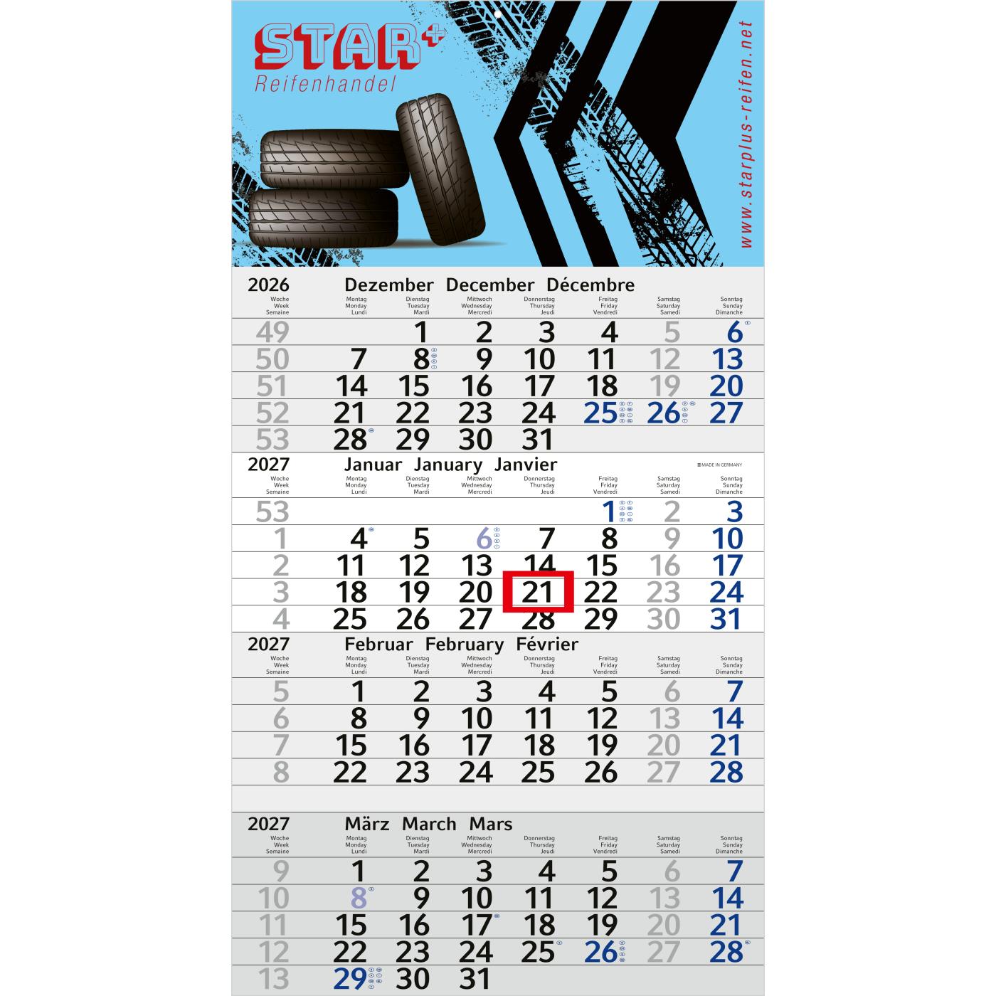 4-Monatskalender Einblatt Budget 4 Schrift leicht