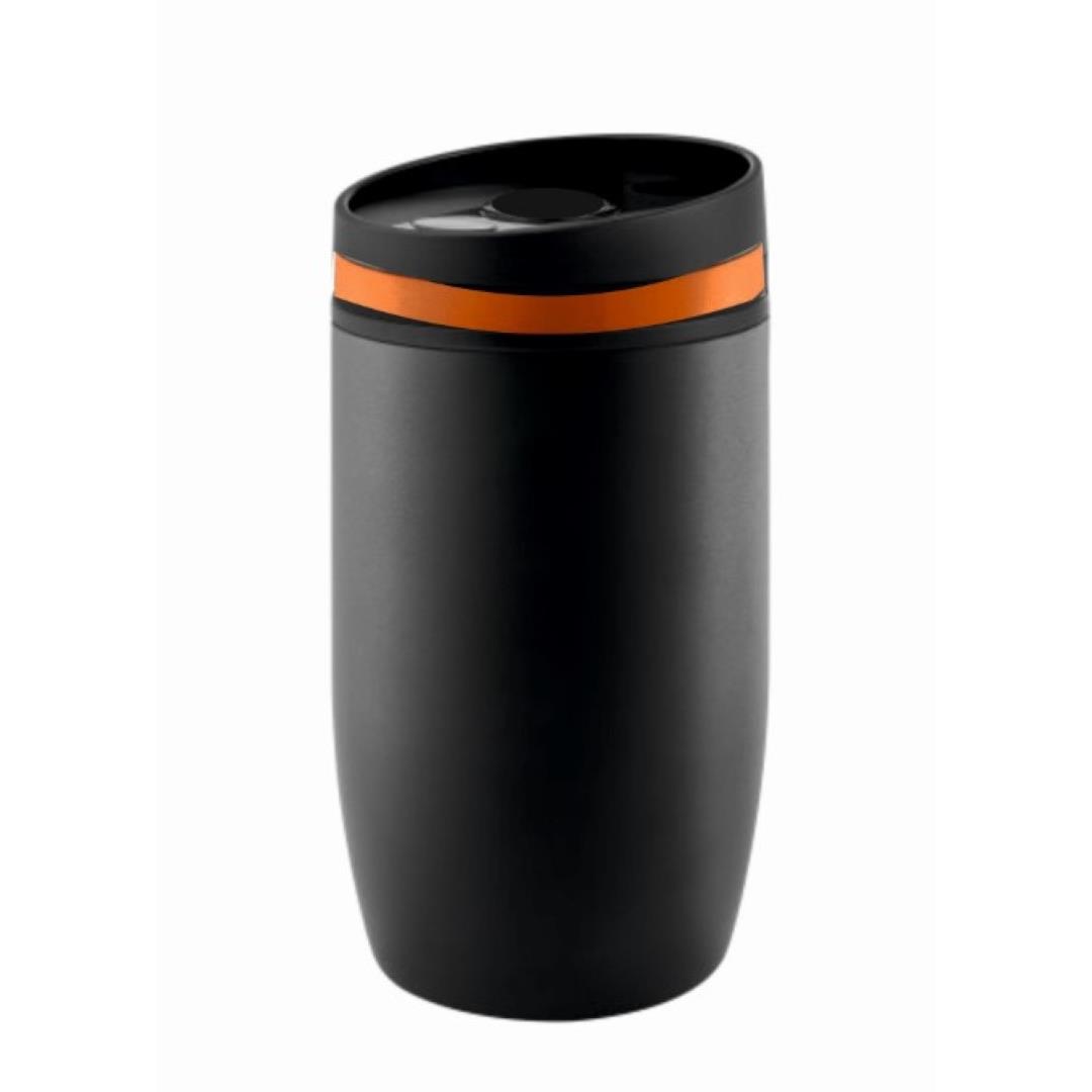 Metmaxx® Thermobecher ´CremaOfficinaNero´ schwarz/Ring orange