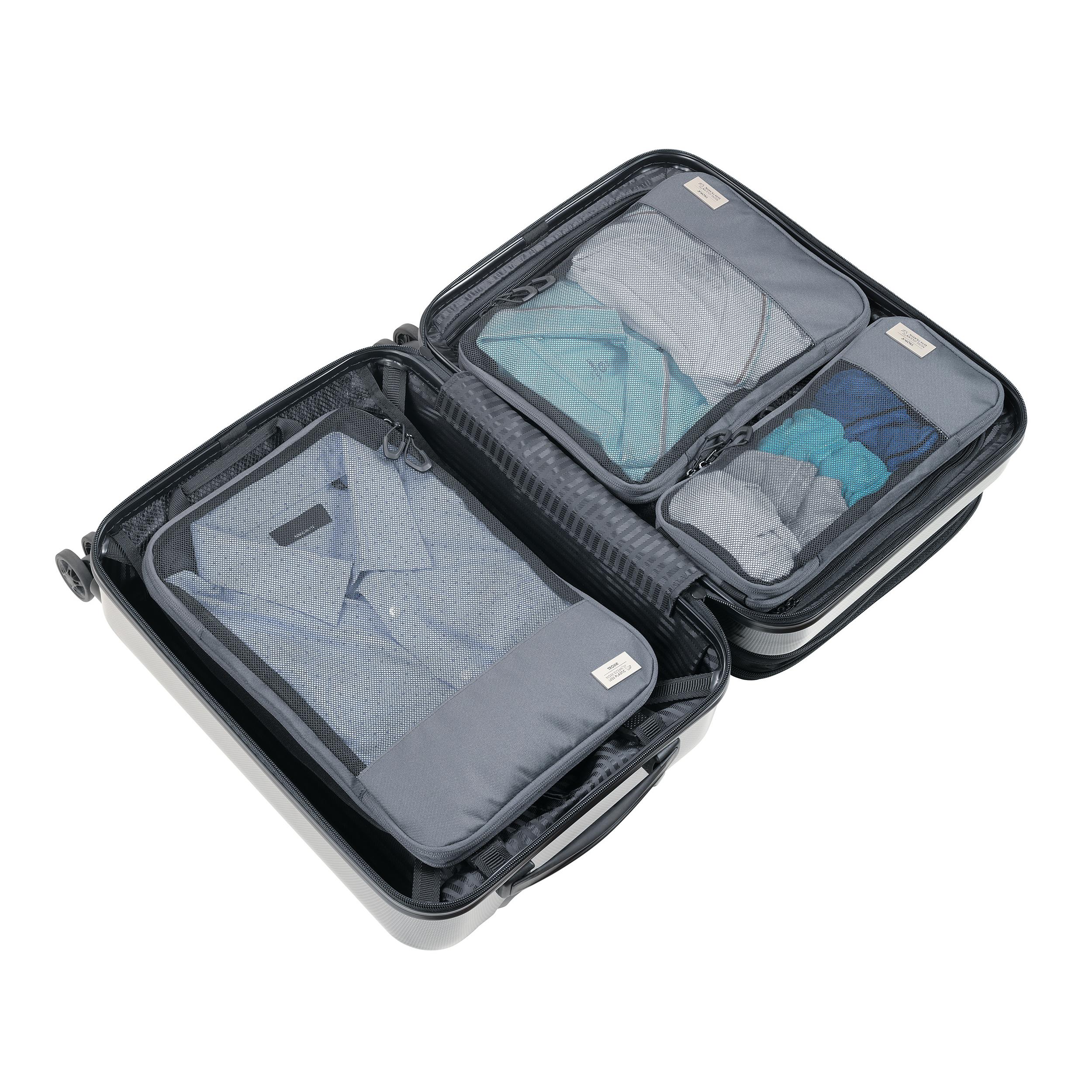 TROIKA Reise-Kompressionstaschen Set BLUE CYCLE PACKING CUBES