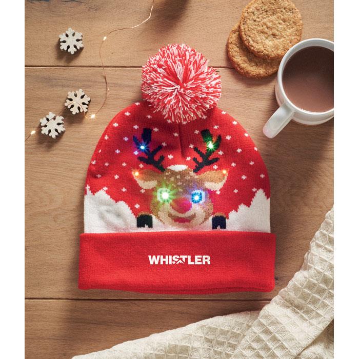 Weihnachtliche Strickmütze LED