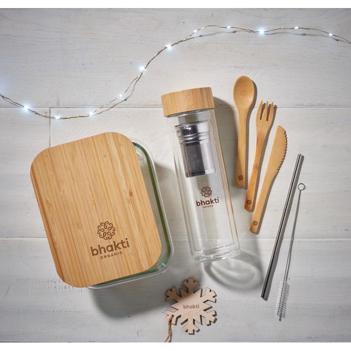 Lunchbox Glas mit Bambus