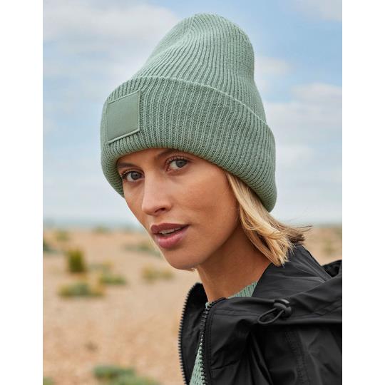 Deep Cuffed Tonal Patch Beanie