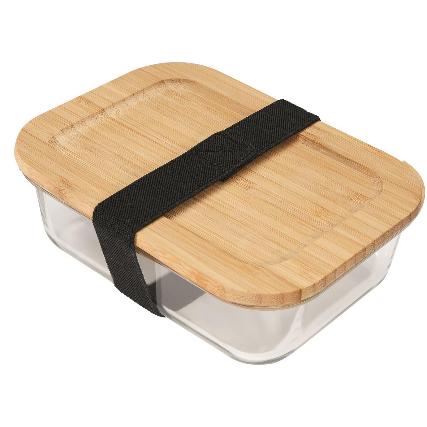 Hitzebeständige Glas-Lunchbox mit Bambusdeckel, Dichtung und 640 ml Volumen