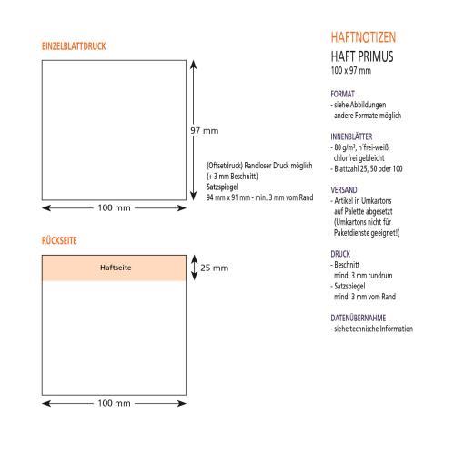 Haftnotizen 100 x 97 mm, 4-farbig bedruckt