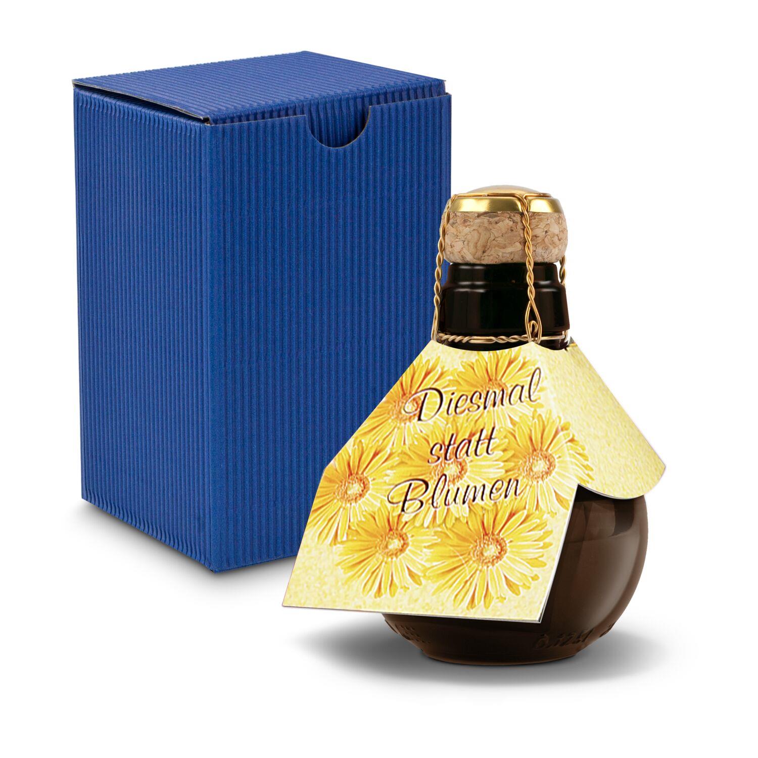 Origineller Sekt Diesmal statt Blumen - Karton Blau, 125 ml