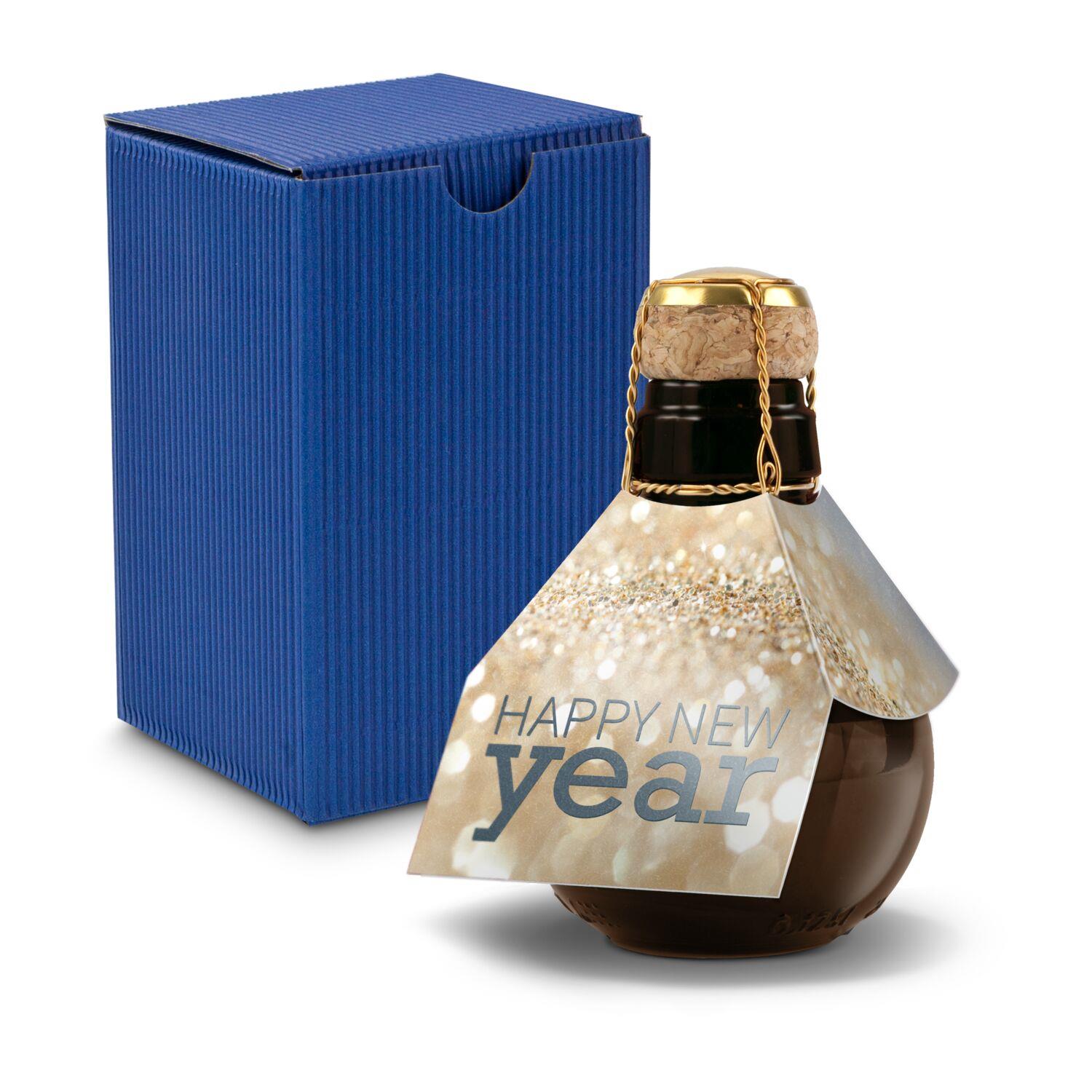Origineller Sekt Happy New Year - Karton Blau, 125 ml