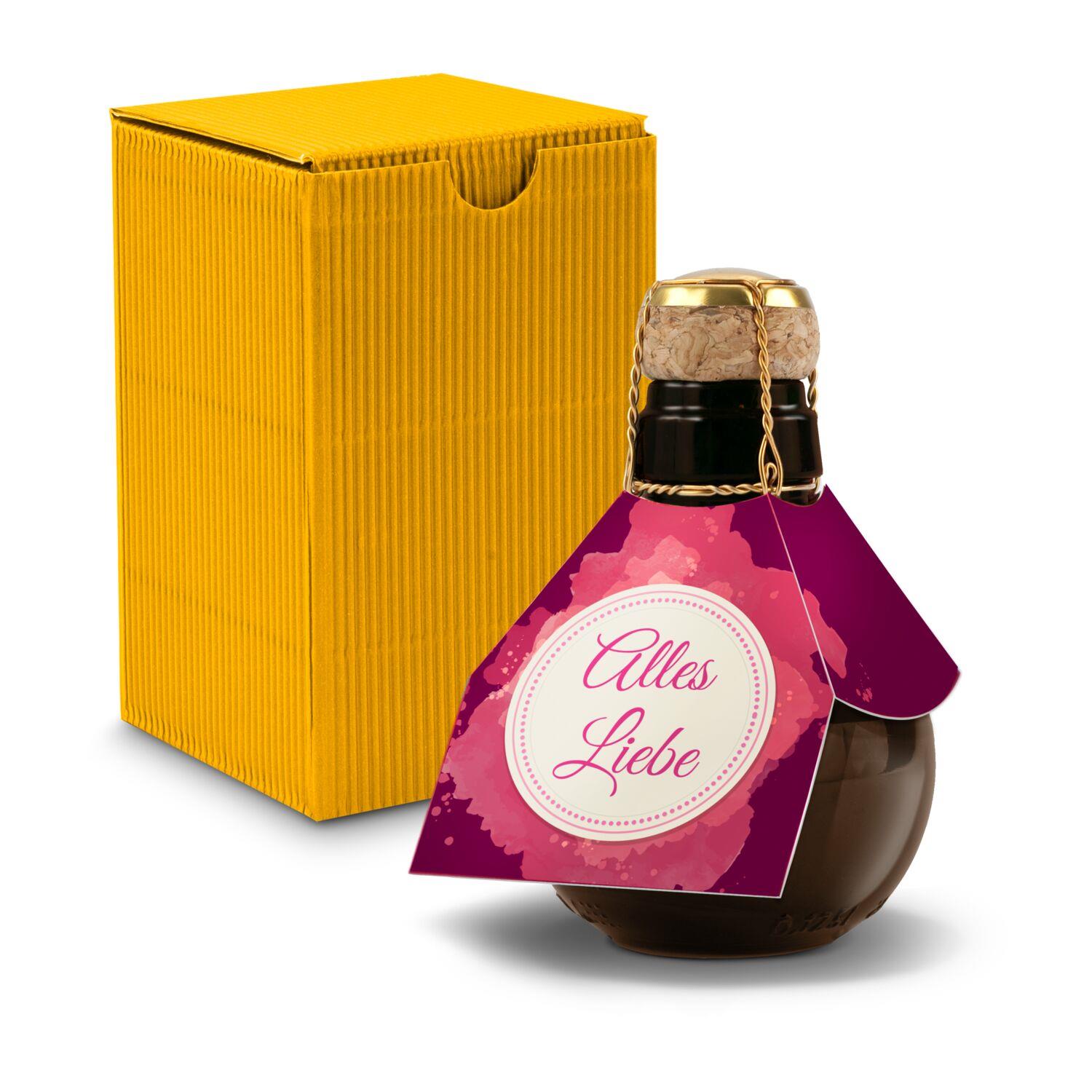 Origineller Sekt Alles Liebe - Karton Gelb, 125 ml