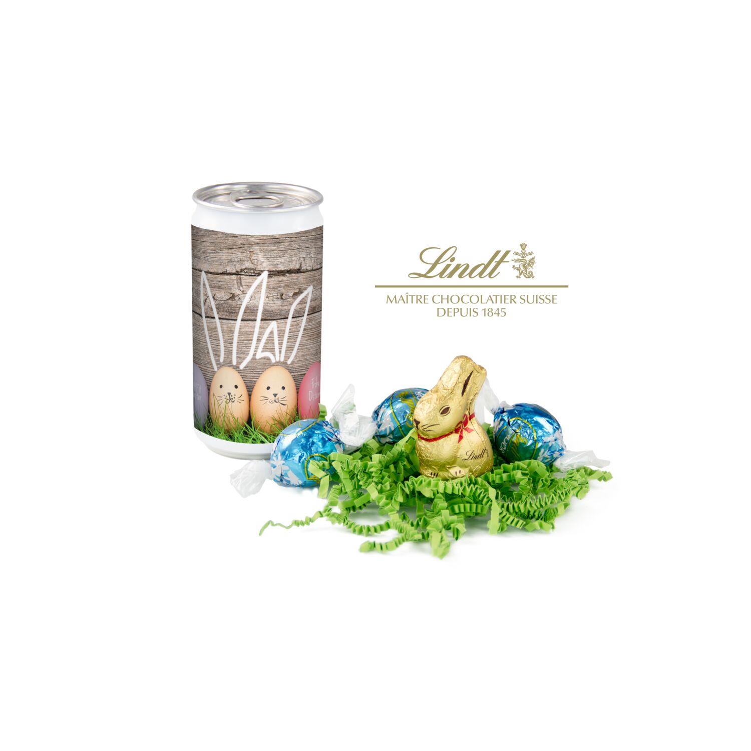 Geschenkartikel / Präsentartikel: Lindt-Oster-Überraschung - Etikett Frohe Ostern - EierHasen