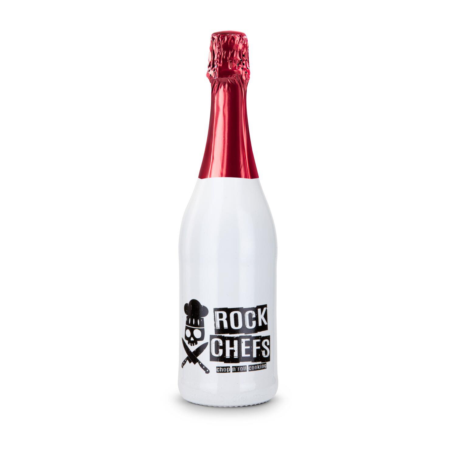Sekt Cuvée - Flasche weiß-lackiert - Kapsel rot, 0,75 l