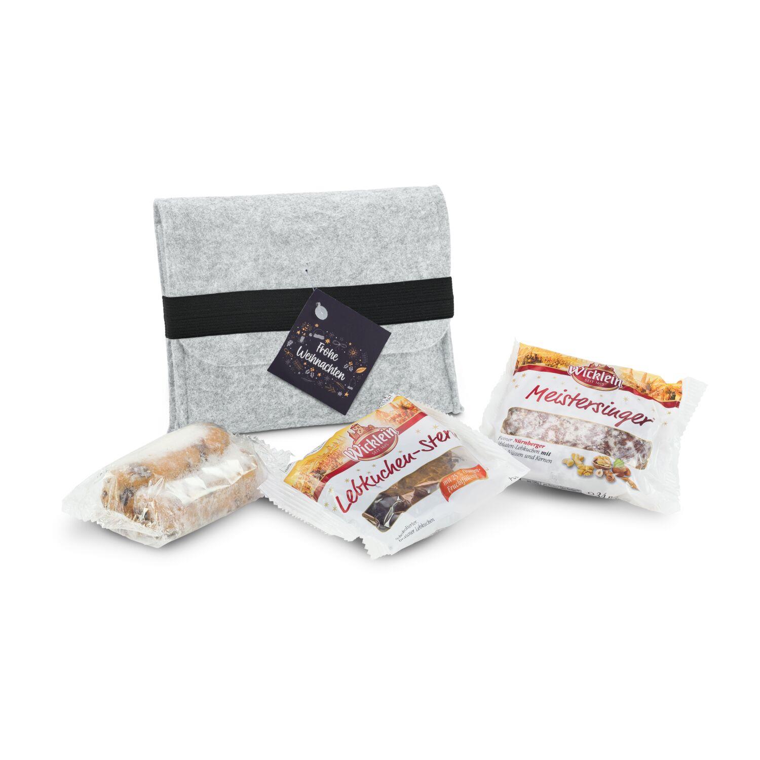 Geschenkset / Präsenteset: Filztasche mit Gebäck