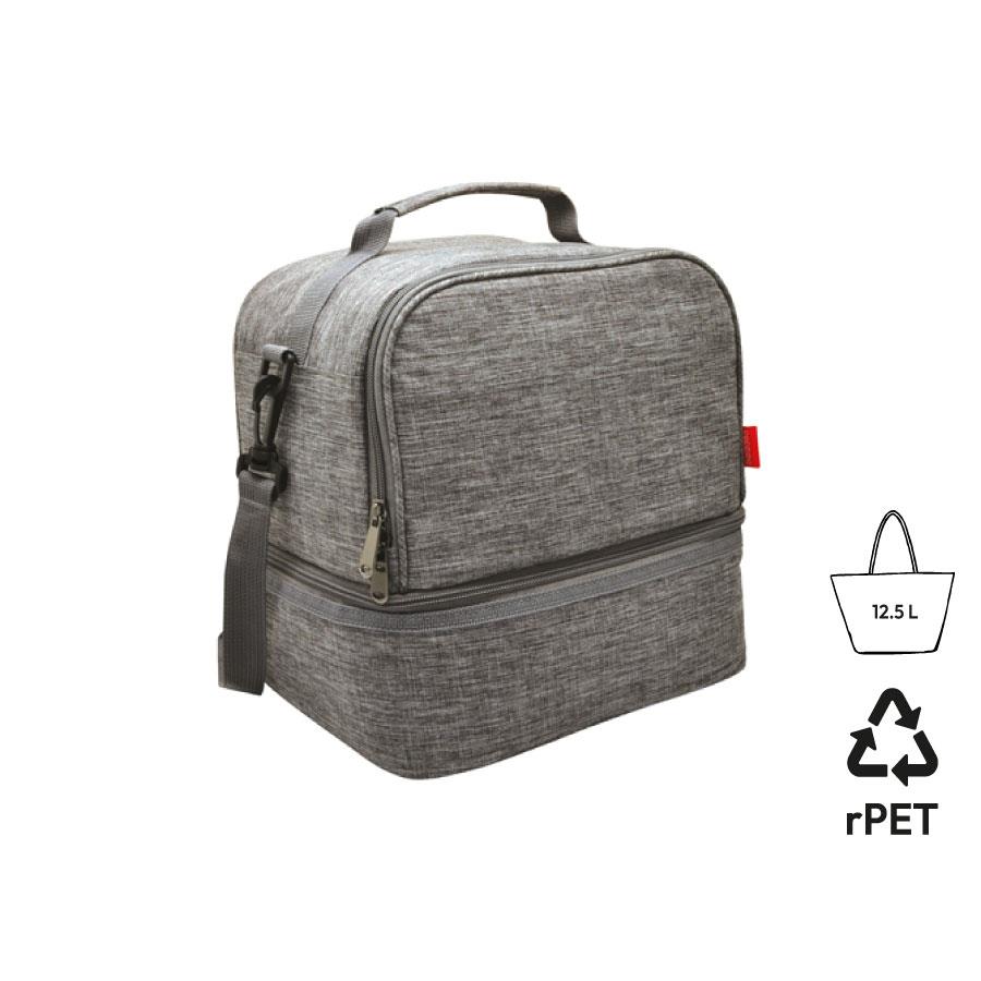 Isotherme Bento-Lunchbag  Uji , aus RPET, grau meliert