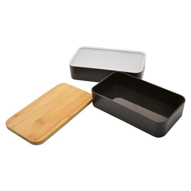 Bento  Nagano , schwarz, mit Bambusdeckel