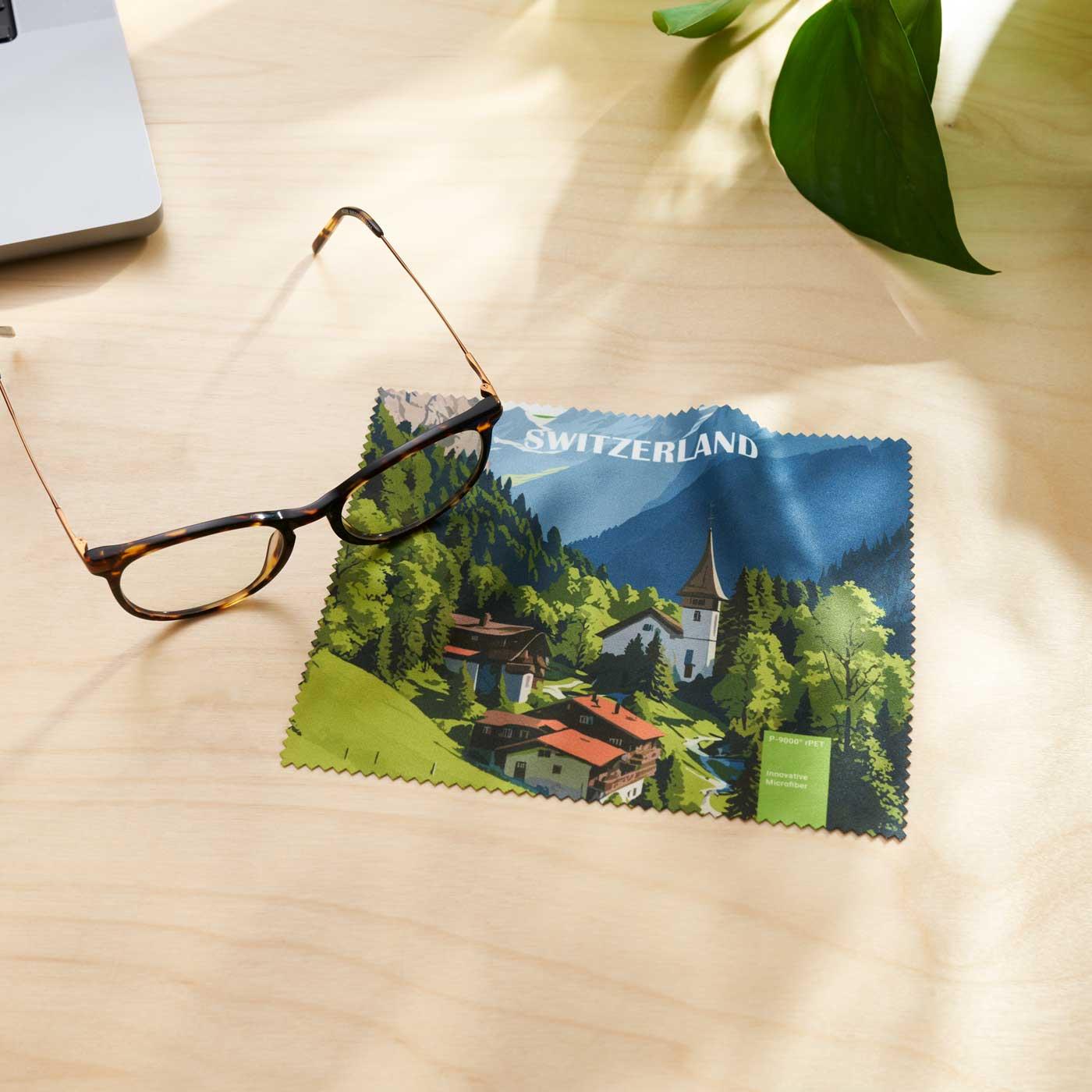 POLYCLEAN rPET Brillenputztuch 21x15 cm im Papieretui, All-Inclusive-Paket