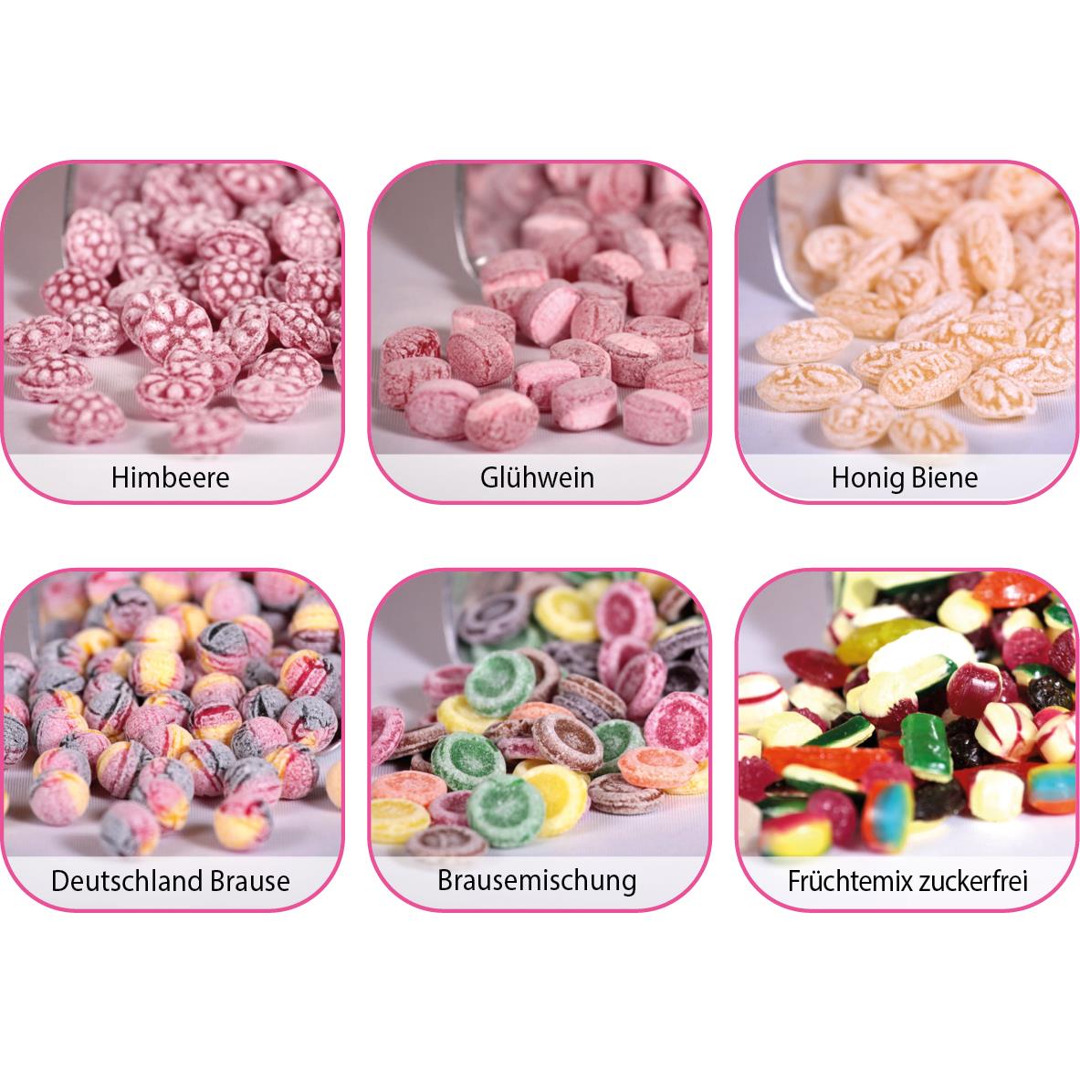 Runddose 99, weiß 120 g, Inhalt: Bonbons Deutschland Brause