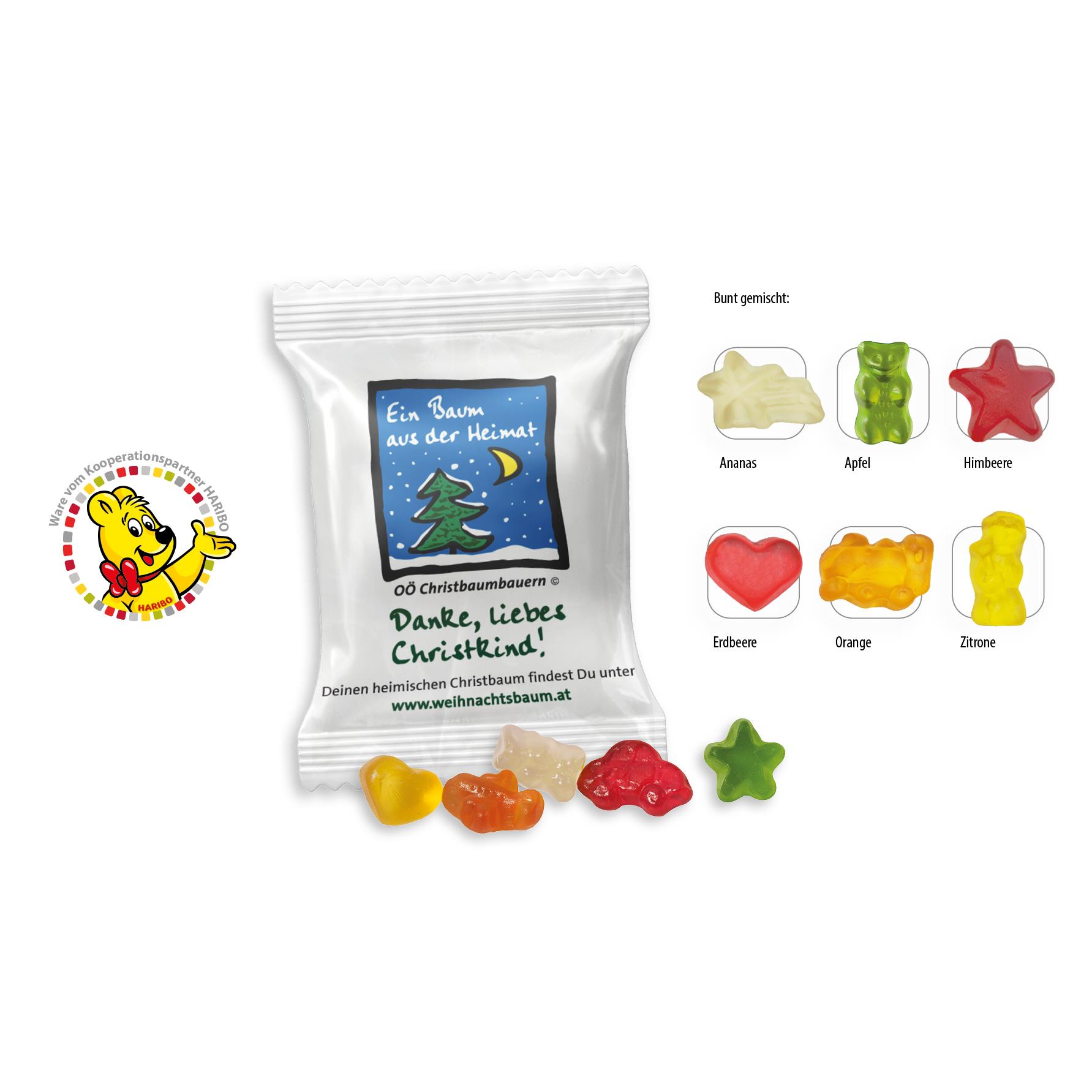 HARIBO Standardformen Werbetüte,   10 g, Inhalt: HARIBO Weihnachtsmix