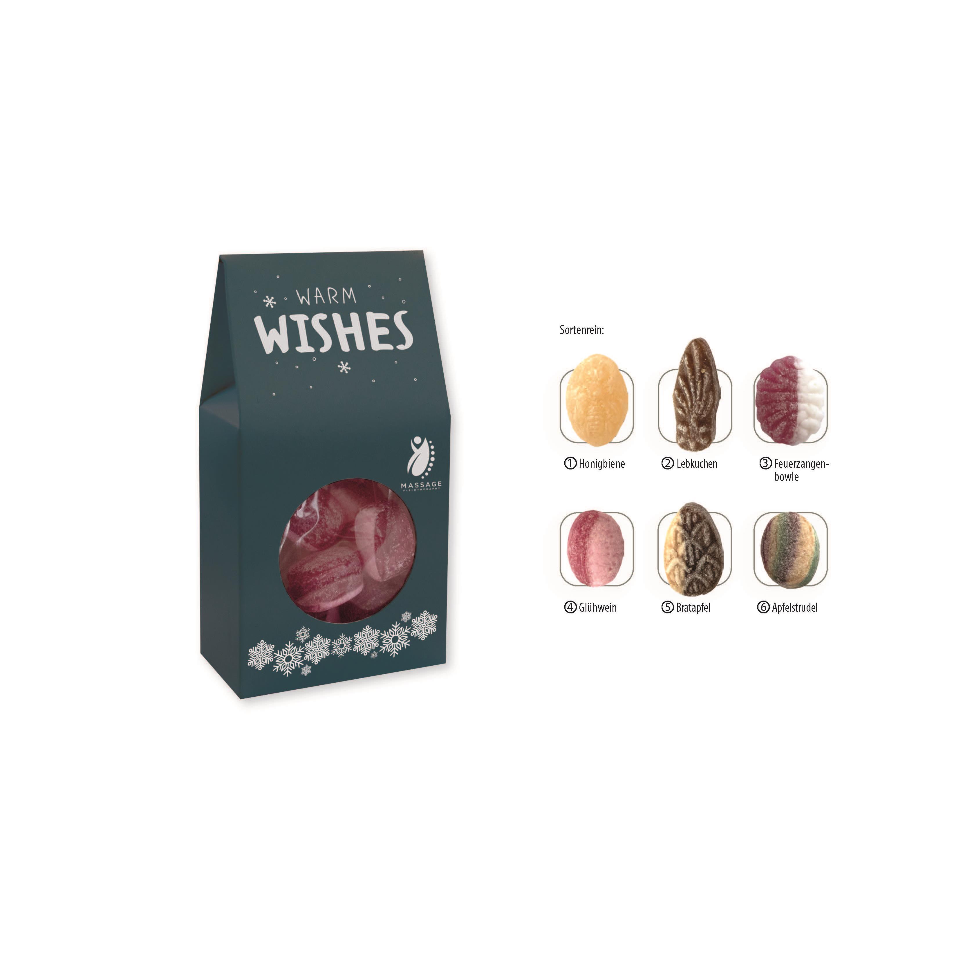 Beutelschachtel mit Weihnachtsbonbons,   60 g, Inhalt: Bonbon Apfelstrudel