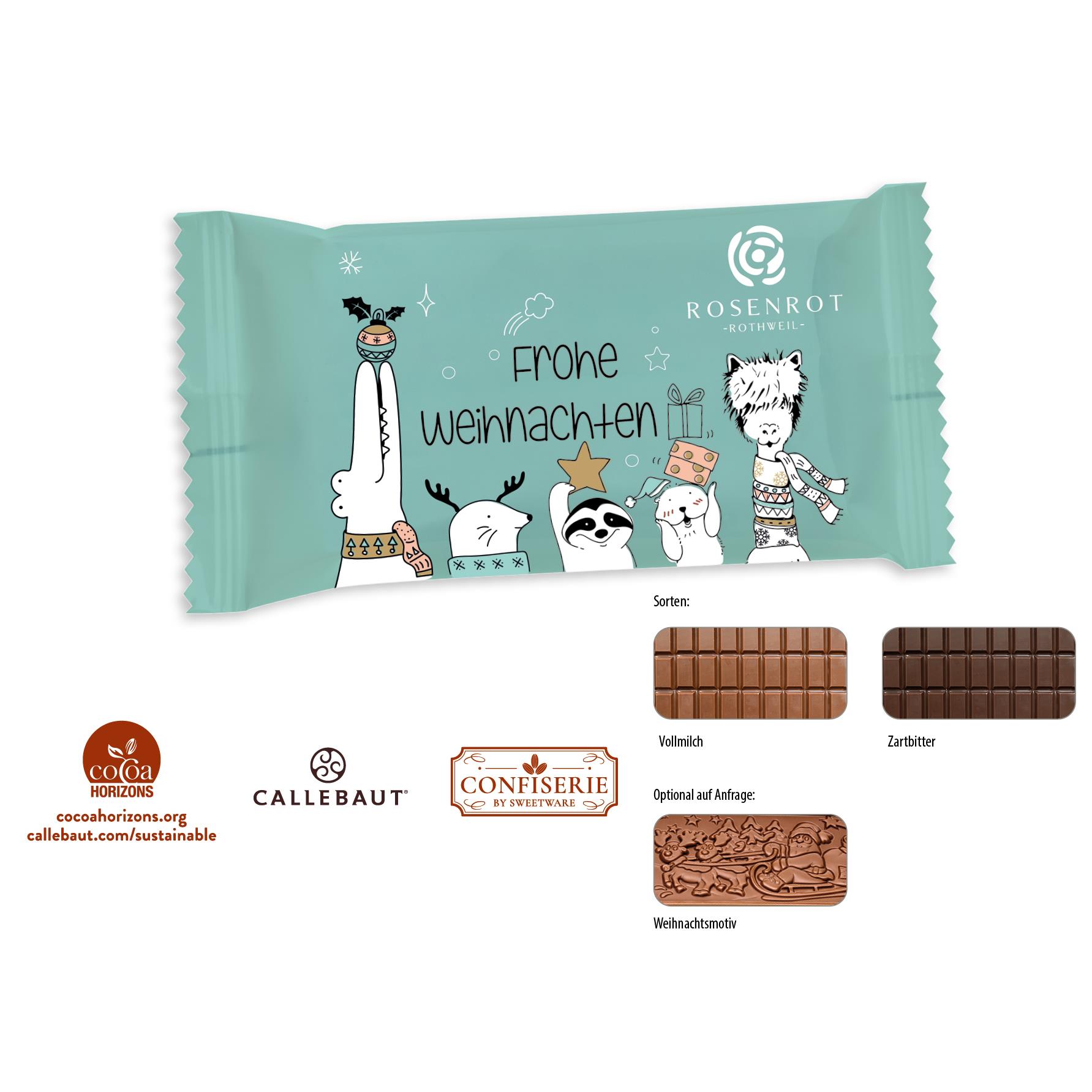 Schokolade 100 g Tafel im Flowpack,   1 Stück, Inhalt: Callebaut Vollmilch