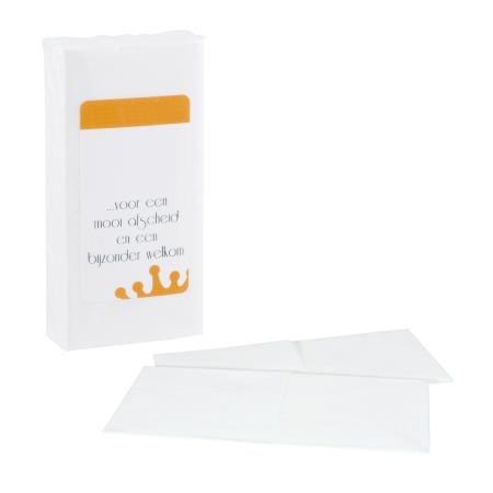Päckchen mit 10 Papiertaschentüchern und Label 4c-Druck