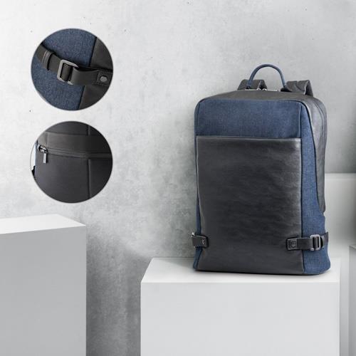 DIVERGENT BACKPACK I. Laptop-Rucksack bis zu 15.6´´ aus Denim und PU