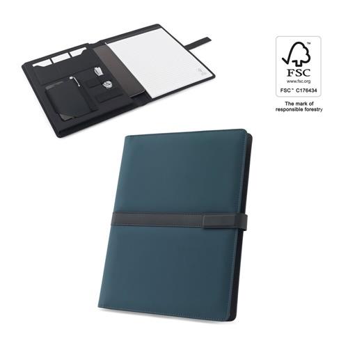SANDERSON FOLDER. A4-Ordner aus PU (50% recycelt) mit Magnetverschluss und Notizblock mit linierten Seiten