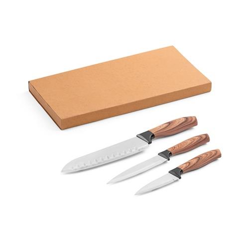 BAHARAT. Set aus 3 Küchenmessern mit Edelstahlklinge und ergonomischem Griff