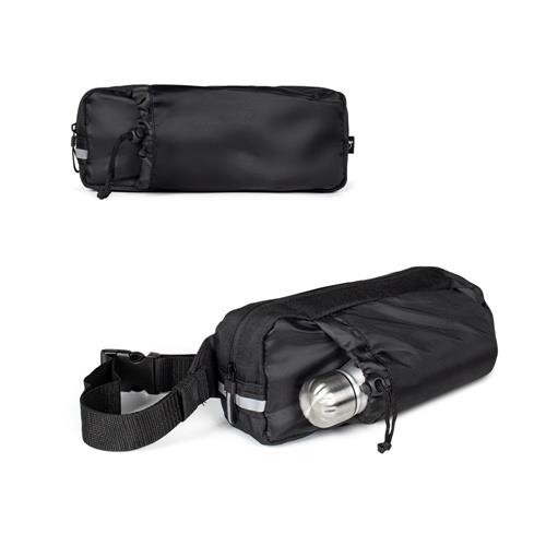 DELFOS POUCH SHINY. Gürteltasche aus 300D recyceltem Polyester (glänzende Oberfläche) und 600D recyceltem Polyester mit reflektierenden Elementen