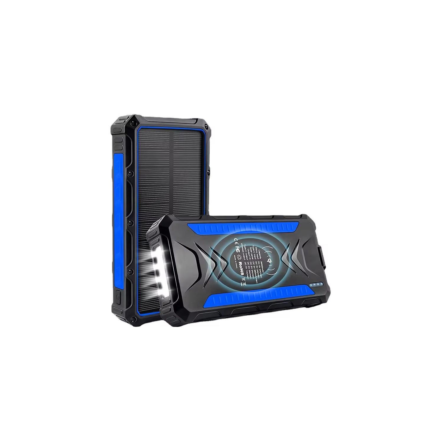 Outdoor Solar Powerbank PB-58 Wireless Charging 16000 mAh Blau