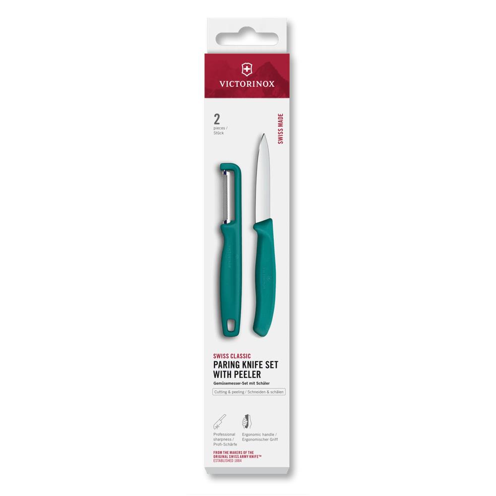 Swiss Classic, Gemüsemesser mit I-Schäler, 2tlg, grün, Box