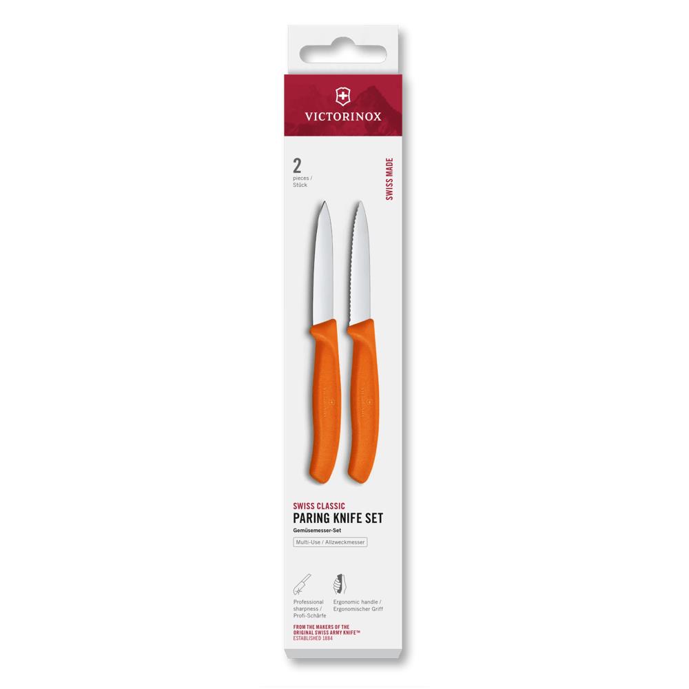 Swiss Classic, Gemüsemesser Set, 2tlg, 8cm,gerade/Wellen,orange